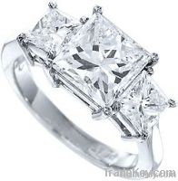 4 carats princess cut real DIAMOND engagement ring