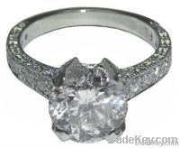 4.01 carats round brilliant pave diamond ring PLATINUM