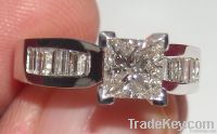 2.35 carat DIAMOND antique look ring gold PRINCESS new