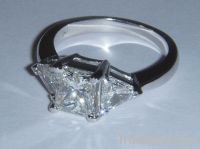2.75 carat princess cut trilliant diamond ring Gold WG