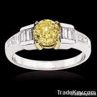 2.25 ct. yellow canary diamonds ring baguette cut ring