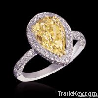 3.01 carat yellow canary pear diamonds engagement ring
