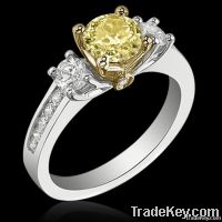 2.01 ct. yellow canary diamonds engagement ring 3 stone