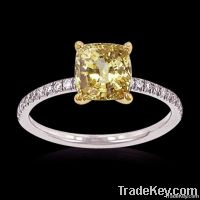 2.50 ct. yellow canary cushion cut diamonds ring gold