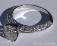 2.25 carats round micro pave diamond engagement ring