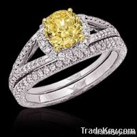 3.01 ct. yellow canary diamonds ring white gold 14K new
