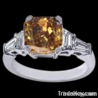 2.15 carat cushion cognac brown center diamond ring white gold jewelry