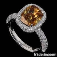 2.25 carat diamonds wedding ring pave diamond champagne cognac cushion