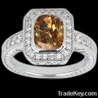 2.35 carat diamonds cognace brown engagement ring cushion cut white go