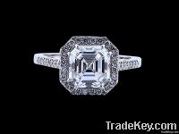 2.76 cts. Asscher pave diamond ring white gold jewelry