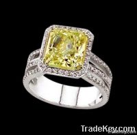 3 ct. canary diamond wedding ring 3 row diamond jewelry