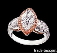 3 ct. marquise diamonds ring 3 stone two tone gold ring