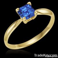 0.50 ct blue YELLOW GOLD princess diamond ring