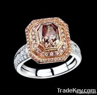 3 ct.pink radiant diamond engagement ring two tone gold