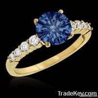 0.75 ct. blue diamond engagement ring yellow gold new