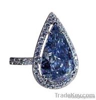 3.01 ct. blue diamonds ring pear shape wedding ring