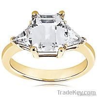 BIG RING 3.51 Ct. diamonds & yellow gold emerald cut