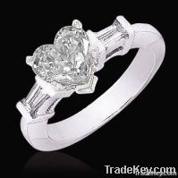 Heart & baguette diamonds 2 carat ring 3 stone
