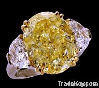 1.51 ct. Yellow canary diamonds 3-stone engagement ring