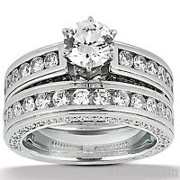 F VVS1 diamonds 2.25 ct. engagement band set gold ring