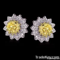 Canary diamonds 6 ct. jacket earrings two tone gold new