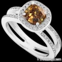 Cushion cut 2.50 carat diamond ring chocolate diamonds double shank ri