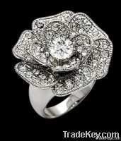 Floral style 4.75 carats diamond ring rose flower diamond