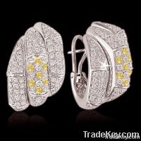 Yellow canary & white diamond 4 carat hoop earrings