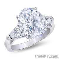 Oval trillion diamonds 2.2 ct. ring white gold jewelry