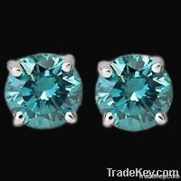 Fancy blue diamonds 4.5 ct. earring pair gold jewelry