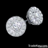 Round 4 carat diamond stud earrings push back new