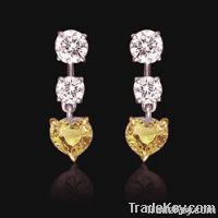 4 ct. yellow diamonds canary heart hanging earrings new