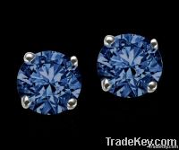 round ear ring 4 cts.high quality blue diamond gold new