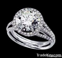 Round diamonds 3 row wedding ring 2.91 carat gold white