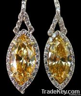 4 ct. marquise yellow & white diamonds dangle earrings