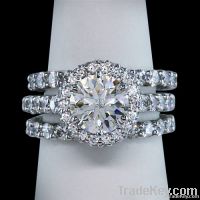 2.76 carat  diamonds ring 3 row engagement ring
