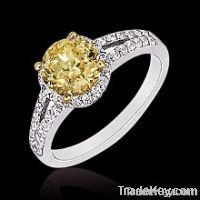 4 ct. yellow canary diamonds engagement ring solid gold