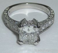 3.01 carats princess cut pave diamond ring PLATINUM new