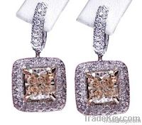 5 carats diamond earrings studs princess cut pave hoops