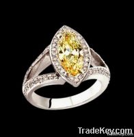 Yellow canary & white diamonds 2.76 ct. ring white gold
