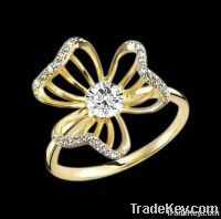 Yellow gold diamond flower shape ring 2.36 ct. diamond