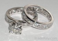 6.01 carats diamond engagement ring and band set