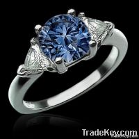 1.41 carat blue diamond anniversary ring