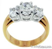 2 ct.  yellow gold ring oval diamonds ring