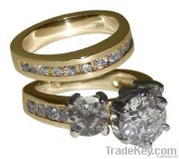 4.76 carats gold diamond ring and band set two tone NEW