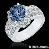 1.60 carat round blue diamond ring 14K white gold ring