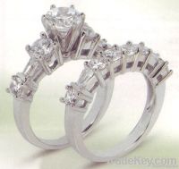 4.11 carats diamond wedding band set engagement ring