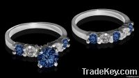 4.26 ct. blue white diamonds engagement ring band set