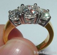 3.35 Ct. diamonds 3 stone ring two tone gold ring