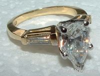 2.61 Ct. Diamonds pear cut ring two tone gold ring new
